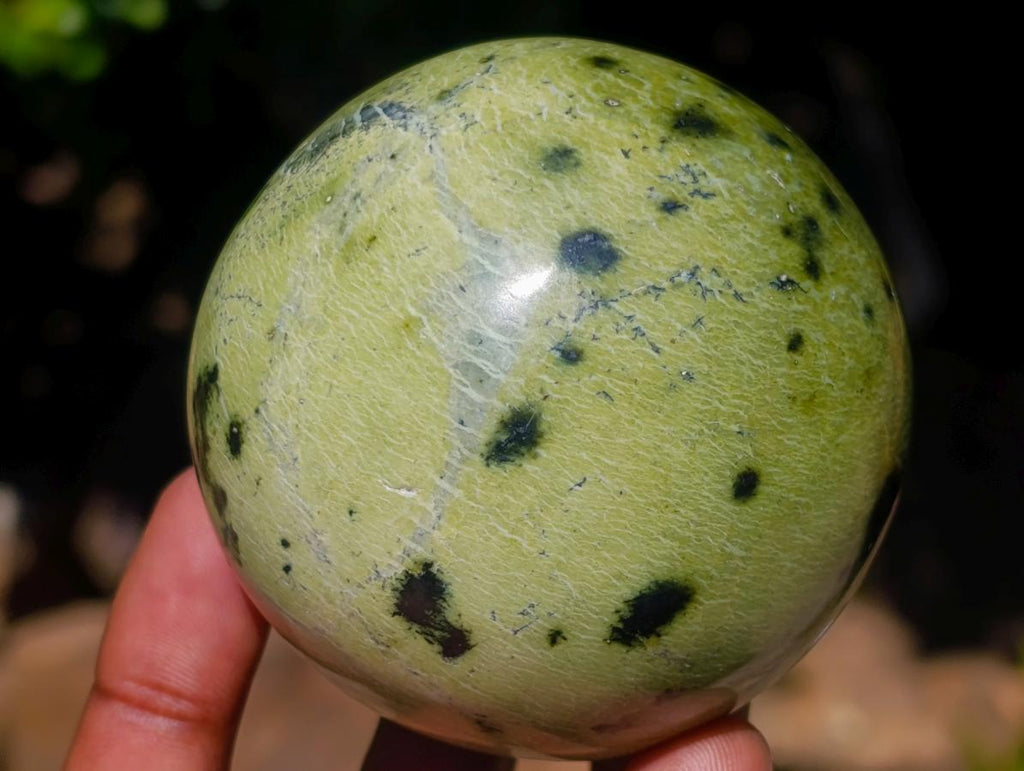 Polished Spotted Leopard Stone Sphere with Stand x 1 From Nyanga, Zimbabwe