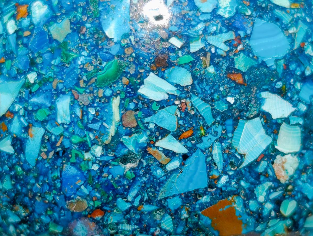 Polished Chrysocolla, Azurite and Malachite Conglomerate Sphere with a Wooden Stand x 1 From Congo (Copy)