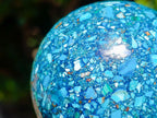 Polished Chrysocolla, Azurite and Malachite Conglomerate Sphere with a Wooden Stand x 1 From Congo (Copy)