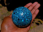 Polished Chrysocolla, Azurite and Malachite Conglomerate Sphere with a Wooden Stand x 1 From Congo (Copy)