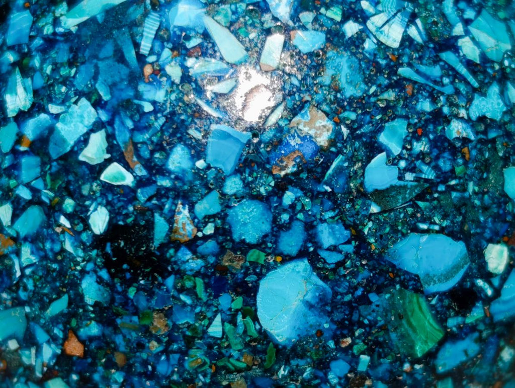 Polished Chrysocolla, Azurite and Malachite Conglomerate Sphere with a Wooden Stand x 1 From Congo (Copy)