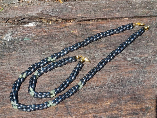Hand Made Triple Silver Hematite Twisted Bead Necklace and Bracelet Set x 1  From China