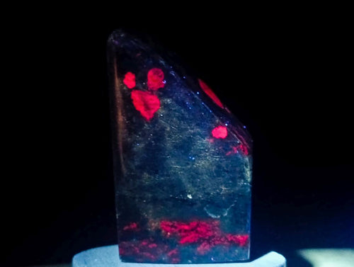 Polished Red Fluorescent Ruby Corundum in Chrome Green Verdite Free Form x 1 From Zimbabwe