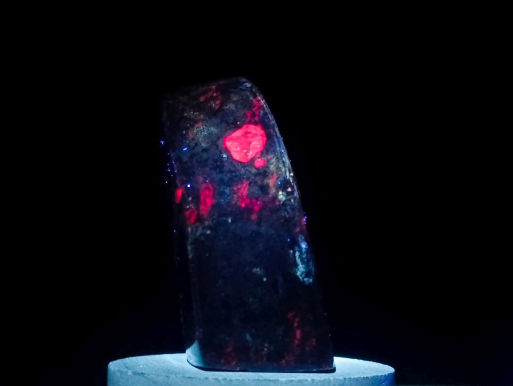 Polished Red Fluorescent Ruby Corundum in Chrome Green Verdite Free Form x 1 From Zimbabwe