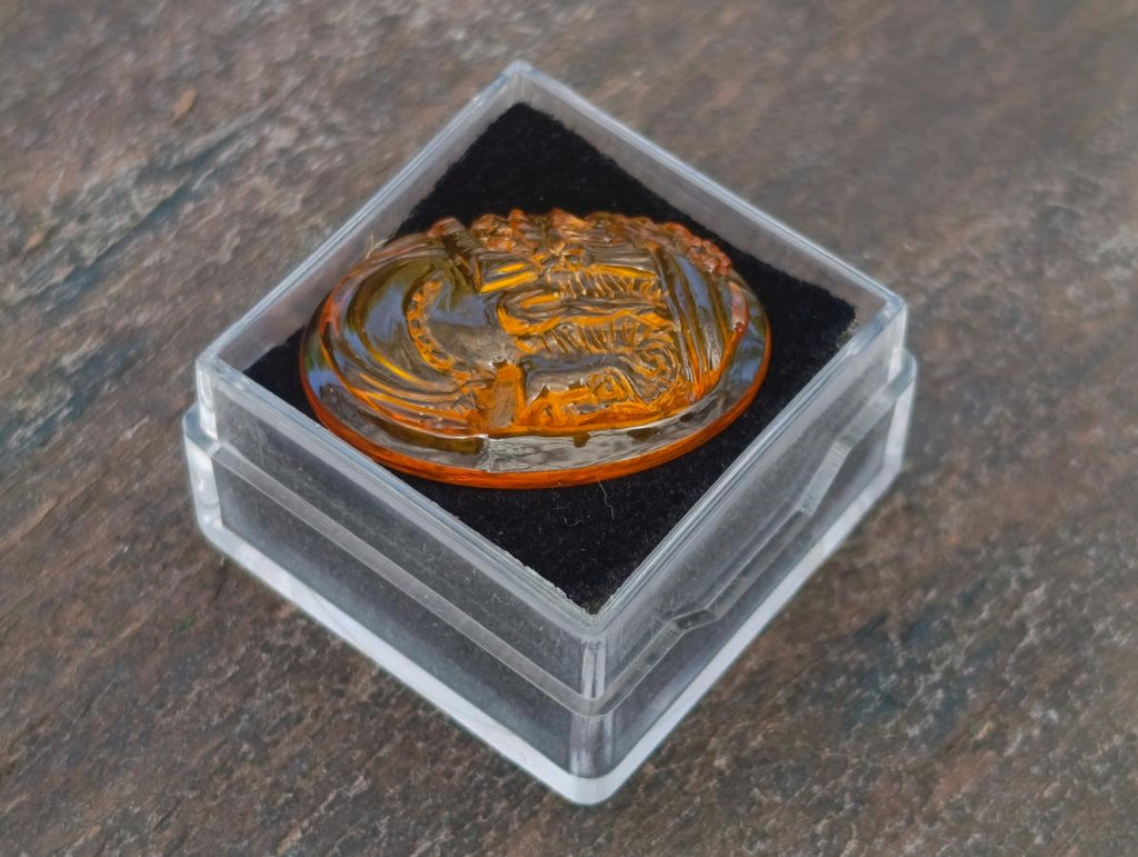 Hand Made Beautiful Fossil Amber Carved Princess Intaglio Cabochon x 1 From Poland