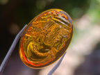 Hand Made Beautiful Fossil Amber Carved Princess Intaglio Cabochon x 1 From Poland