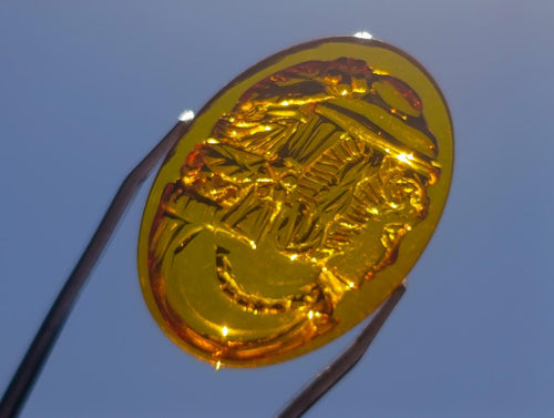 Hand Made Beautiful Fossil Amber Carved Princess Intaglio Cabochon x 1 From Poland
