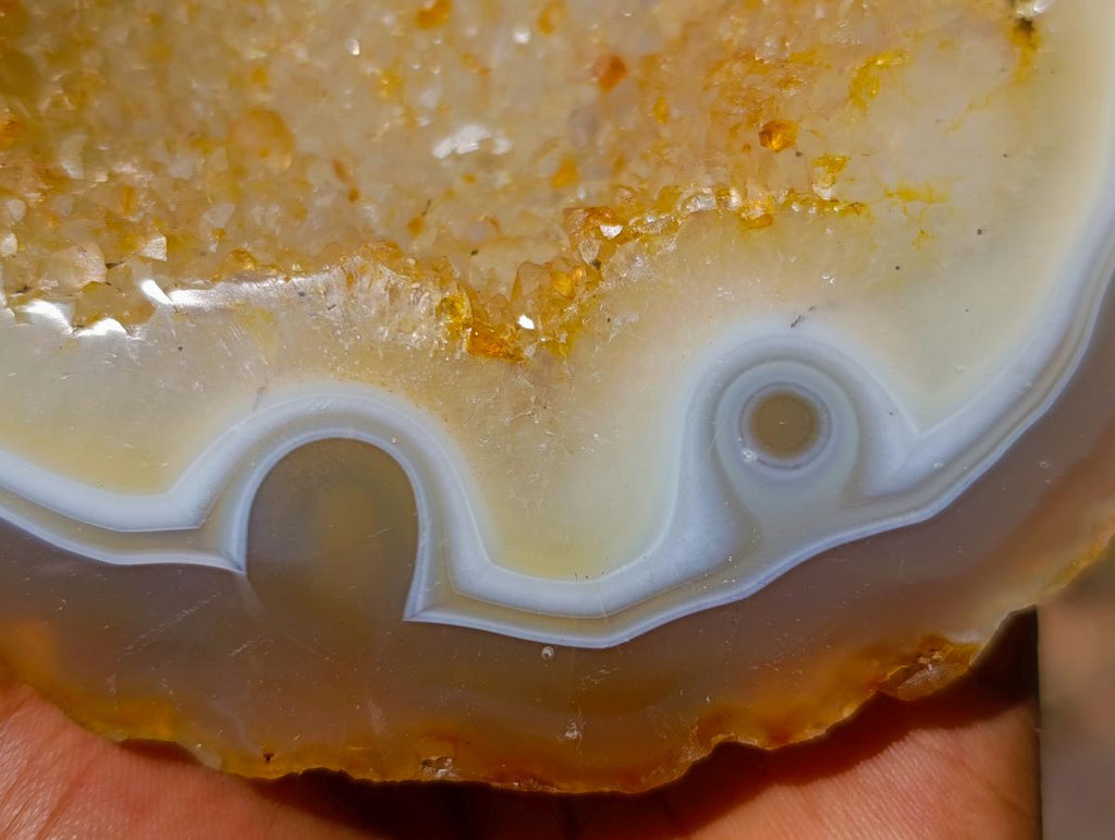 Polished and Natural Agate Geode with a Crystalline Centre x 1 From Maintirano, Madagascar