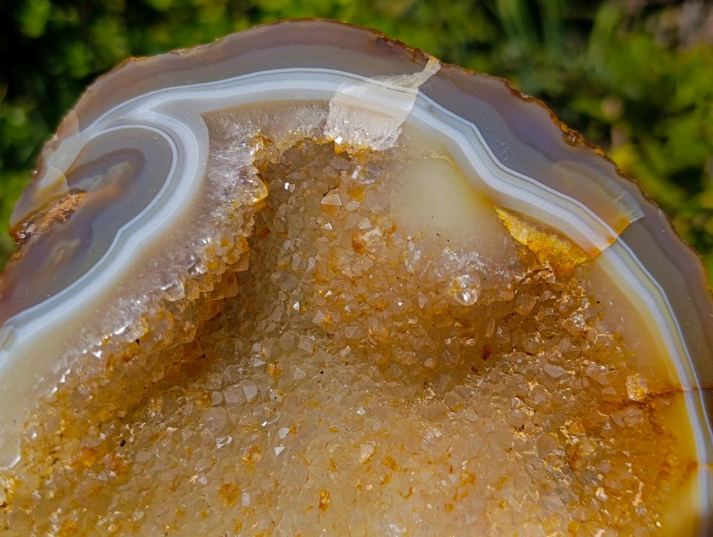 Polished and Natural Agate Geode with a Crystalline Centre x 1 From Maintirano, Madagascar