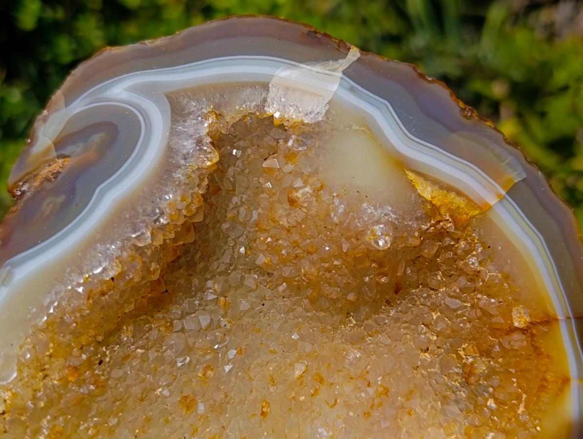Polished and Natural Agate Geode with a Crystalline Centre x 1 From Maintirano, Madagascar