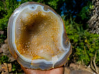 Polished and Natural Agate Geode with a Crystalline Centre x 1 From Maintirano, Madagascar