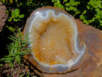 Polished and Natural Agate Geode with a Crystalline Centre x 1 From Maintirano, Madagascar