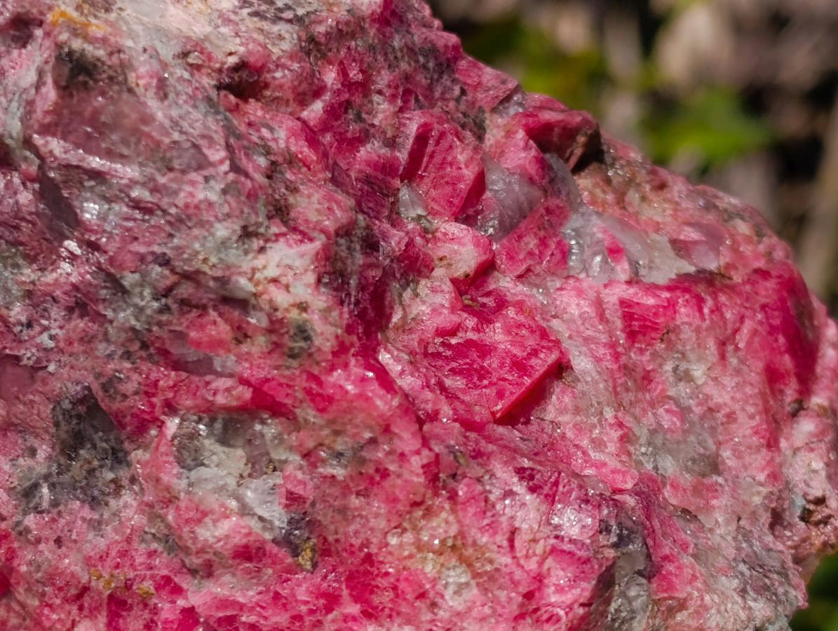 Natural Colourful Combination Piece of Red Rhodonite Amazonite and Spessartite Garnet x 1 From Great Dyke, Zimbabwe