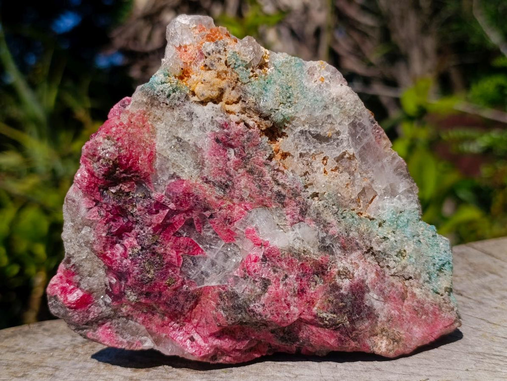 Natural Colourful Combination Piece of Red Rhodonite Amazonite and Spessartite Garnet x 1 From Great Dyke, Zimbabwe