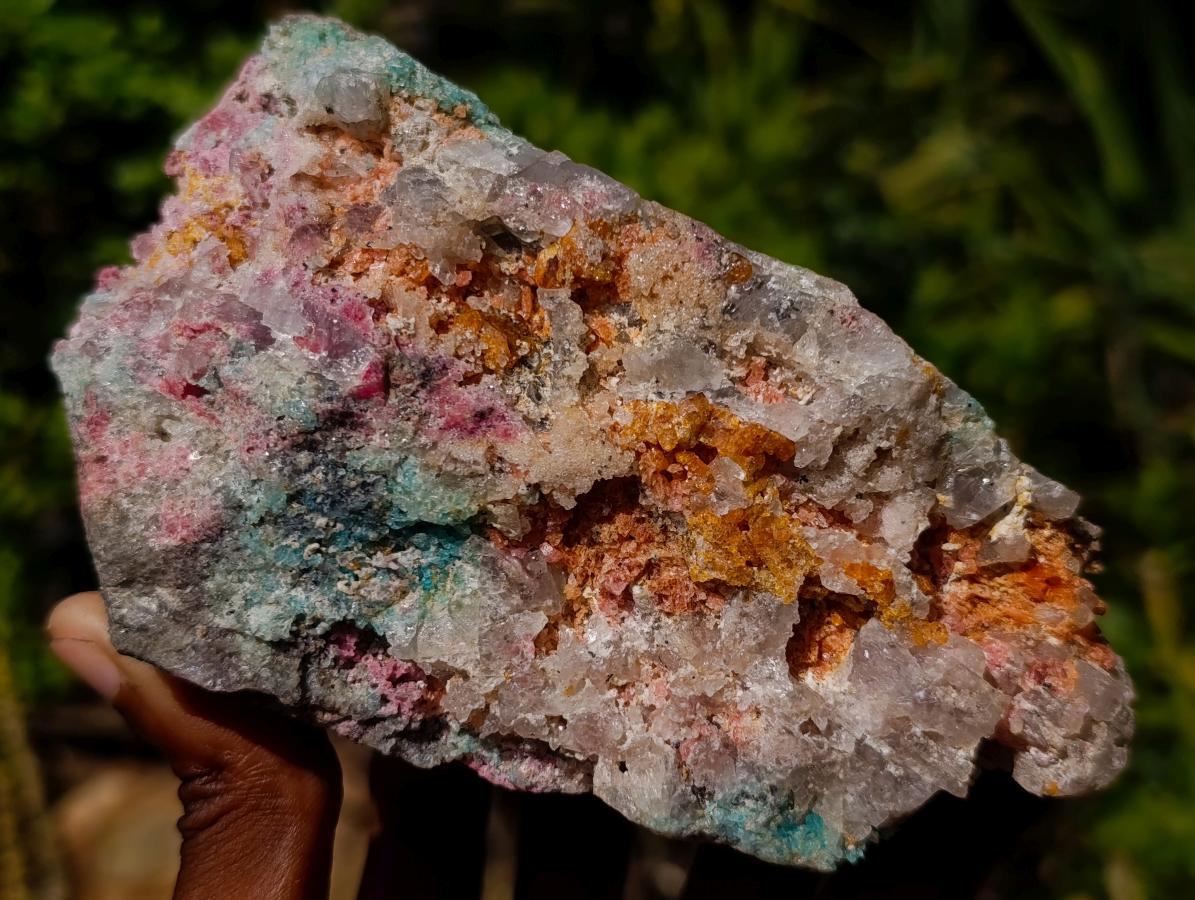Natural Colourful Combination Piece of Red Rhodonite Amazonite and Spessartite Garnet x 1 From Great Dyke, Zimbabwe