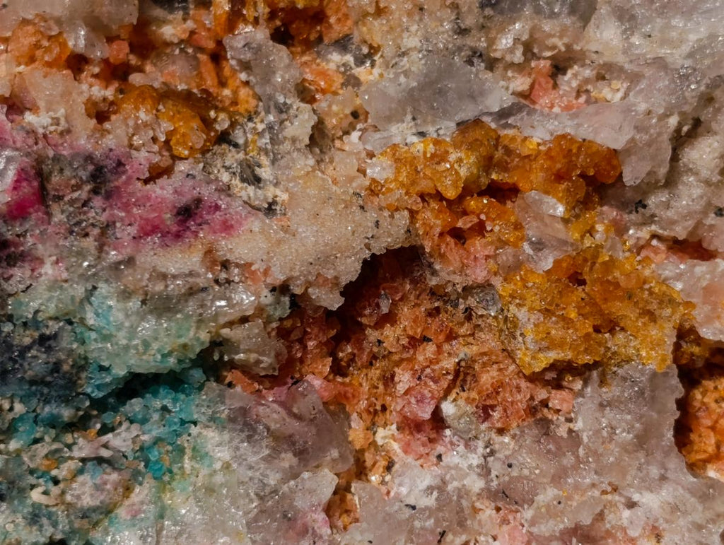Natural Colourful Combination Piece of Red Rhodonite Amazonite and Spessartite Garnet x 1 From Great Dyke, Zimbabwe