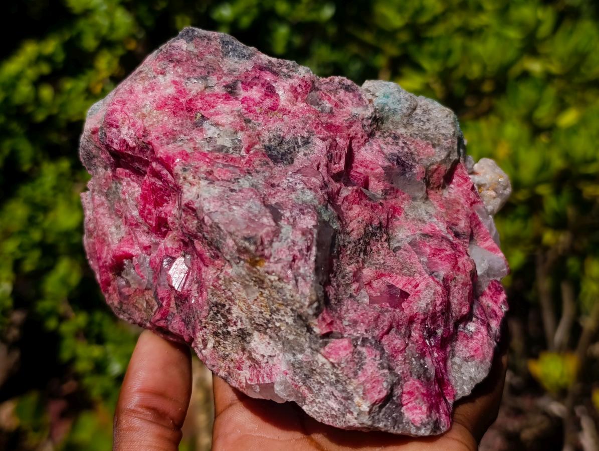 Natural Colourful Combination Piece of Red Rhodonite Amazonite and Spessartite Garnet x 1 From Great Dyke, Zimbabwe