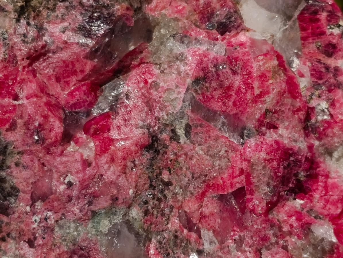 Natural Colourful Combination Piece of Red Rhodonite Amazonite and Spessartite Garnet x 1 From Great Dyke, Zimbabwe