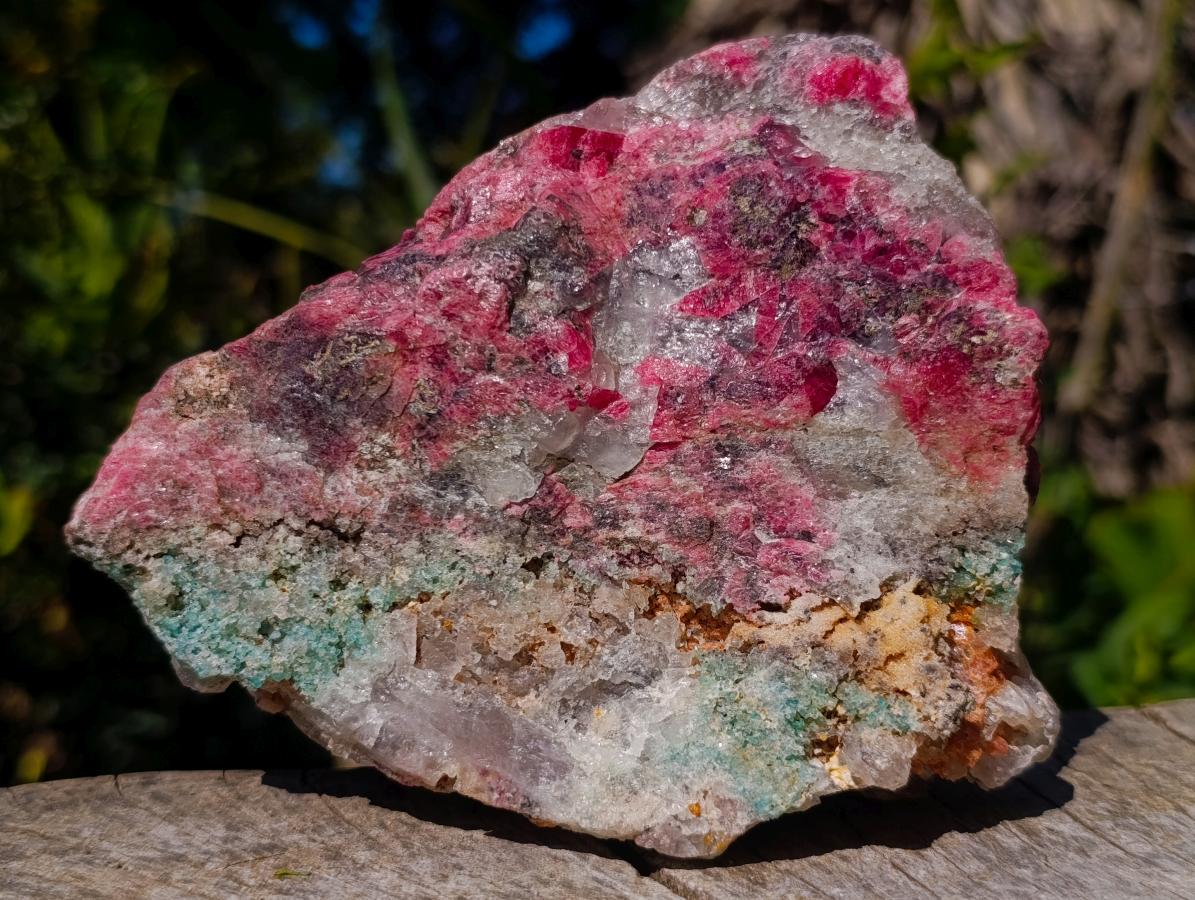 Natural Colourful Combination Piece of Red Rhodonite Amazonite and Spessartite Garnet x 1 From Great Dyke, Zimbabwe