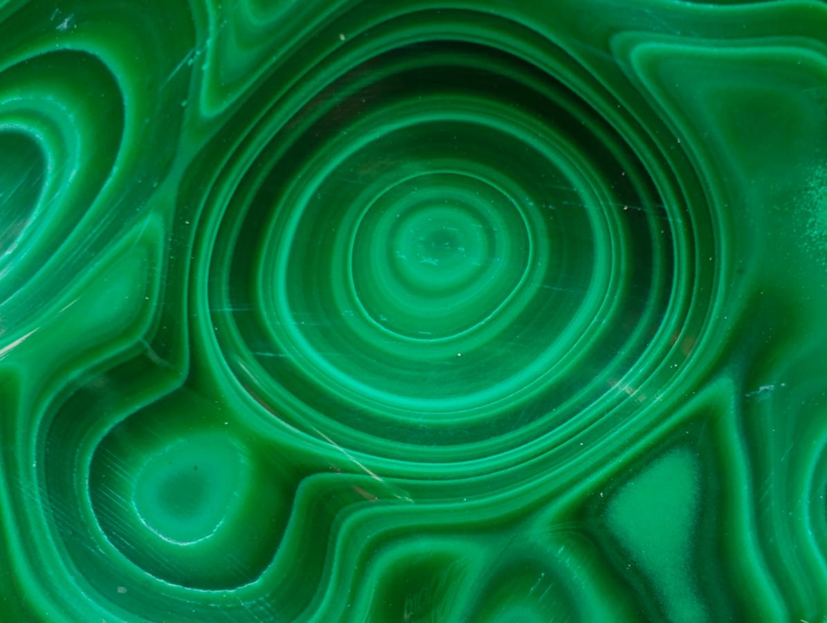 Polished Concentric Ring Patterned Malachite Display Free Form x 1 From Kolwezi, Congo