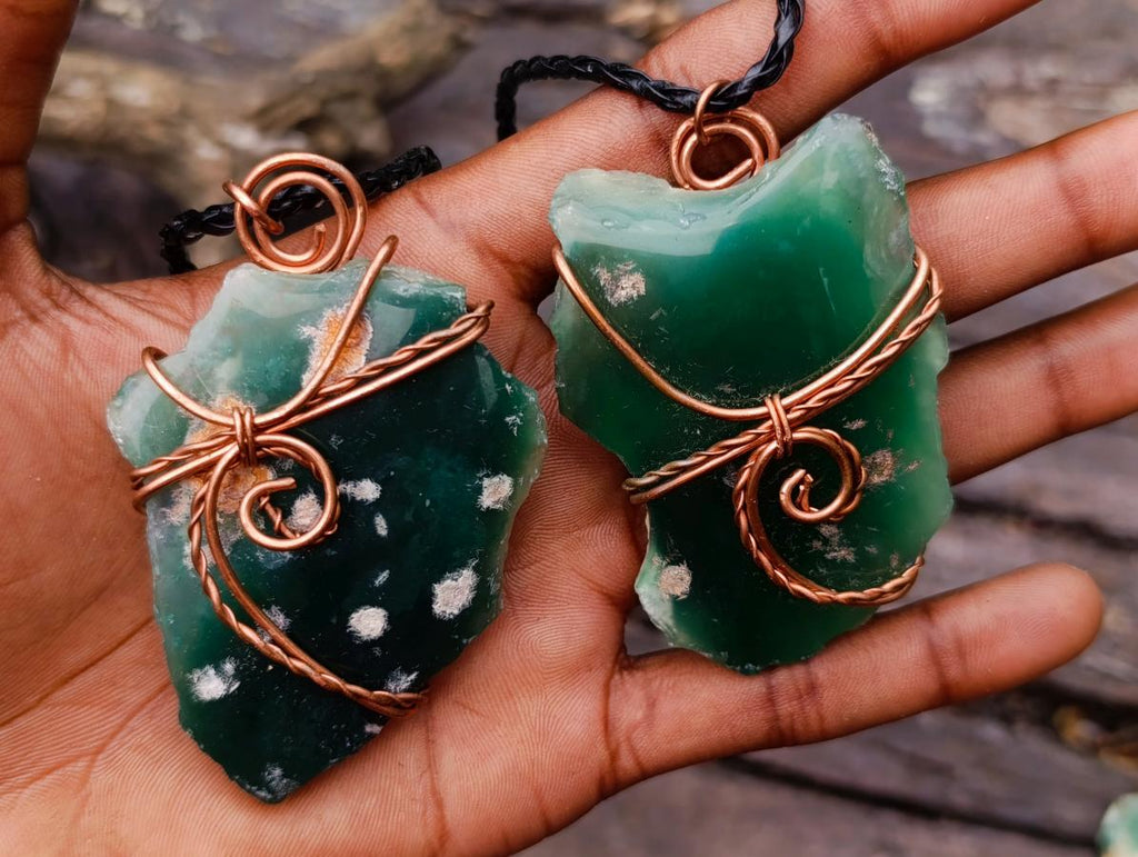 Hand Made Emerald Chrome Mtorolite Chrysoprase Copper Art Necklace - Sold Per Piece - From Zimbabwe
