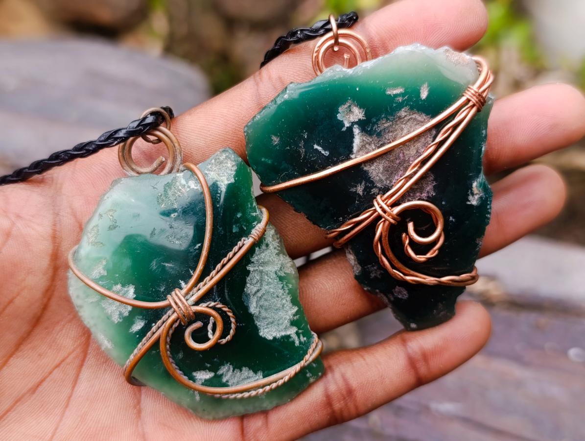 Hand Made Emerald Chrome Mtorolite Chrysoprase Copper Art Necklace - Sold Per Piece - From Zimbabwe