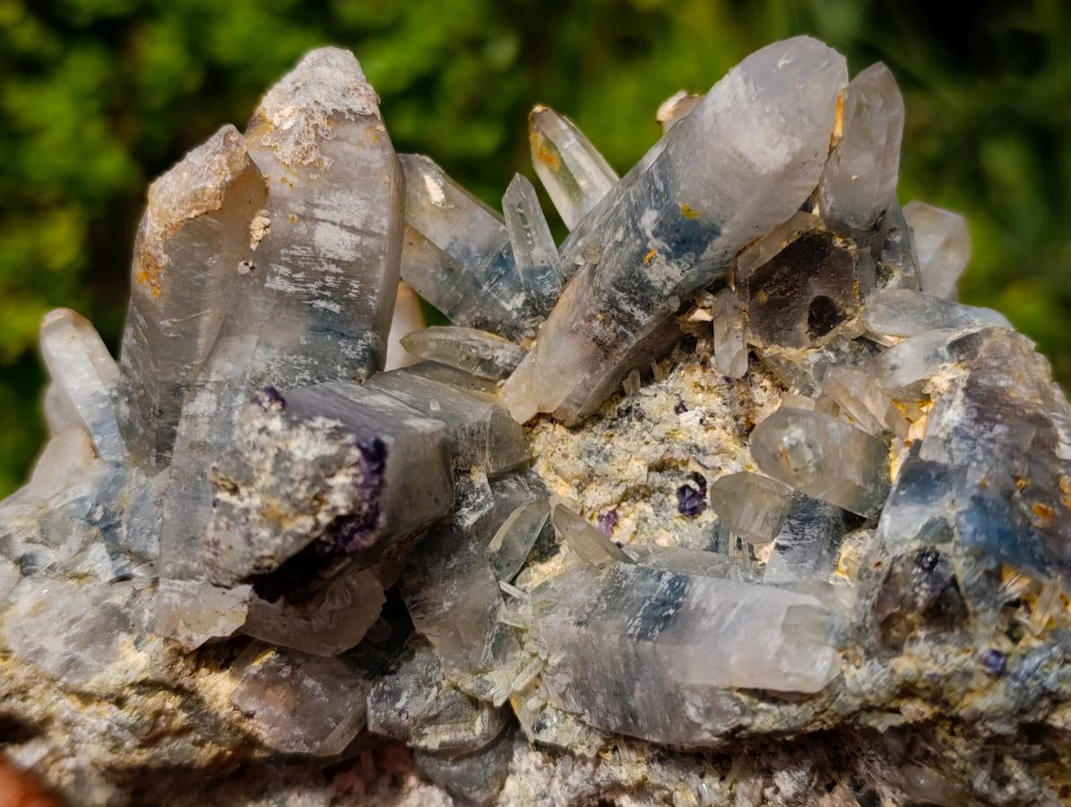 Natural Multi Directional Erongo Mountain Smokey Quartz Cluster with Foitite, Fluorite and Hyalite x 1 From Erongo, Namibia