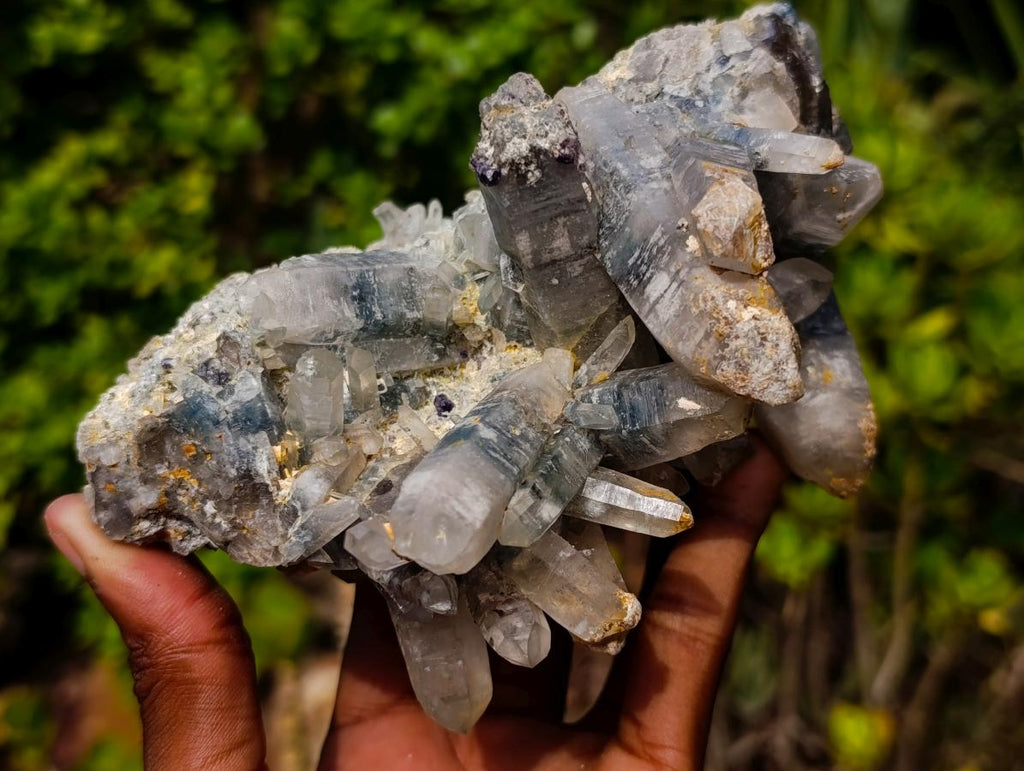 Natural Multi Directional Erongo Mountain Smokey Quartz Cluster with Foitite, Fluorite and Hyalite x 1 From Erongo, Namibia