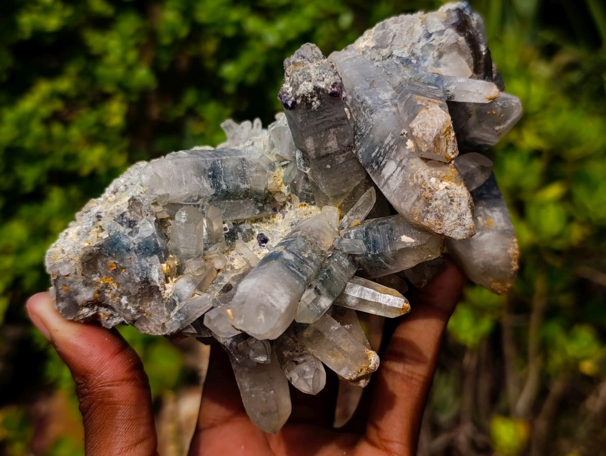 Natural Multi Directional Erongo Mountain Smokey Quartz Cluster with Foitite, Fluorite and Hyalite x 1 From Erongo, Namibia