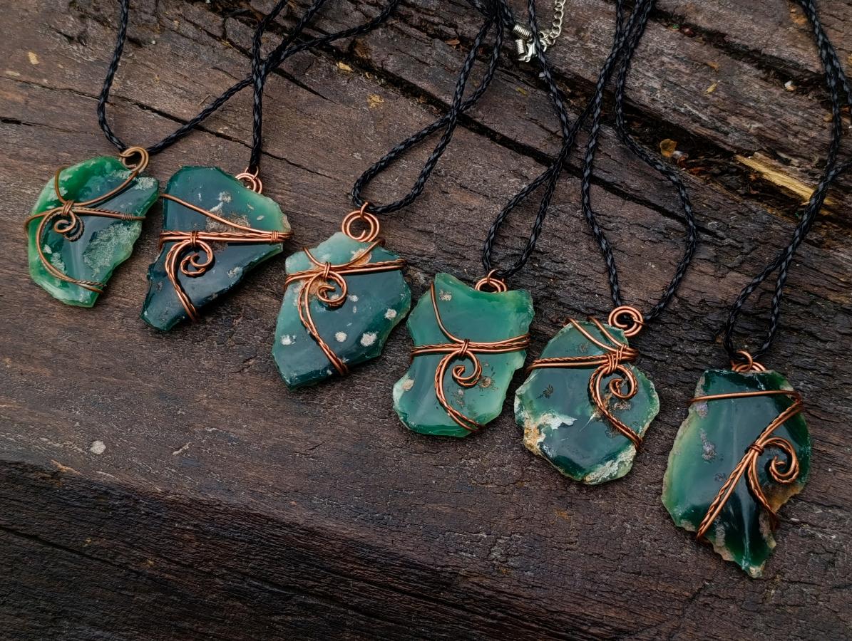 Hand Made Emerald Chrome Mtorolite Chrysoprase Copper Art Necklace - Sold Per Piece - From Zimbabwe
