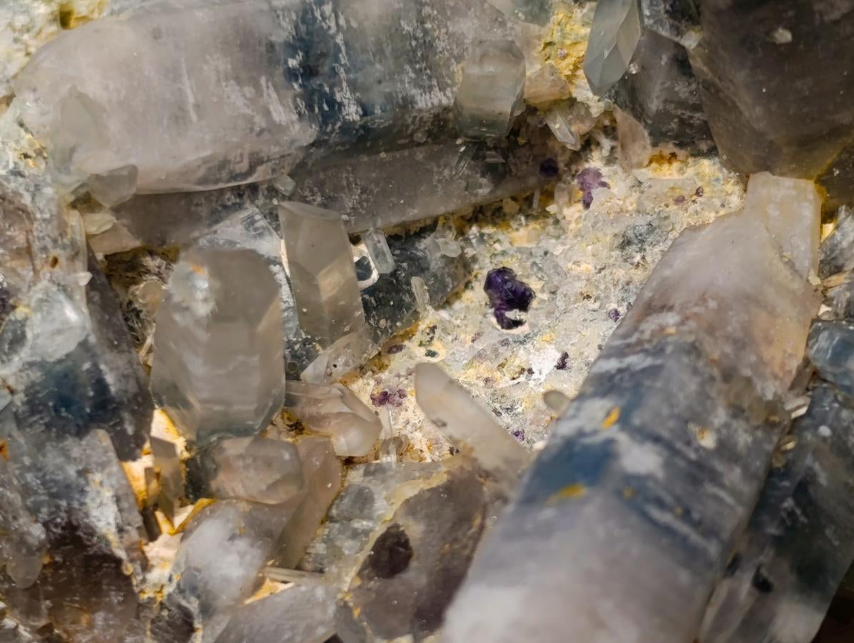 Natural Multi Directional Erongo Mountain Smokey Quartz Cluster with Foitite, Fluorite and Hyalite x 1 From Erongo, Namibia