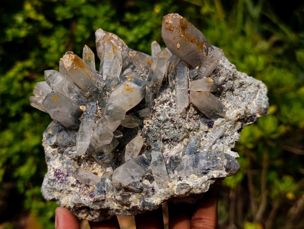 Natural Multi Directional Erongo Mountain Smokey Quartz Cluster with Foitite, Fluorite and Hyalite x 1 From Erongo, Namibia