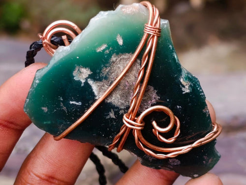 Hand Made Emerald Chrome Mtorolite Chrysoprase Copper Art Necklace - Sold Per Piece - From Zimbabwe