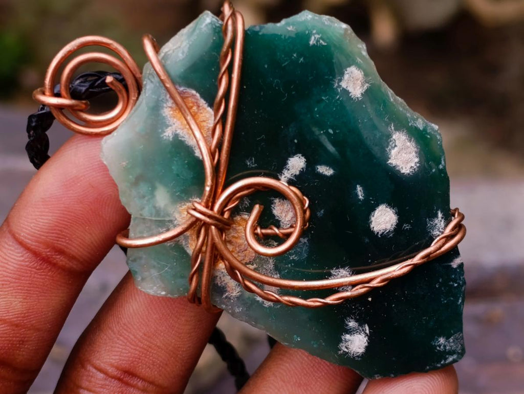 Hand Made Emerald Chrome Mtorolite Chrysoprase Copper Art Necklace - Sold Per Piece - From Zimbabwe