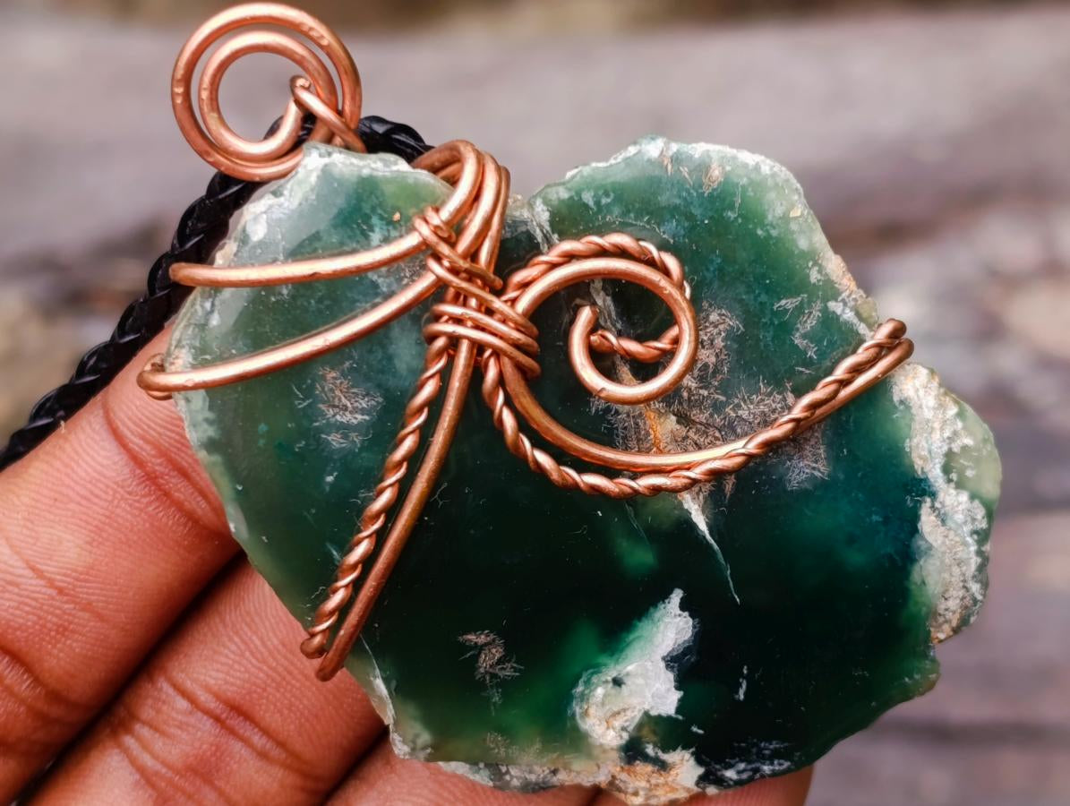 Hand Made Emerald Chrome Mtorolite Chrysoprase Copper Art Necklace - Sold Per Piece - From Zimbabwe