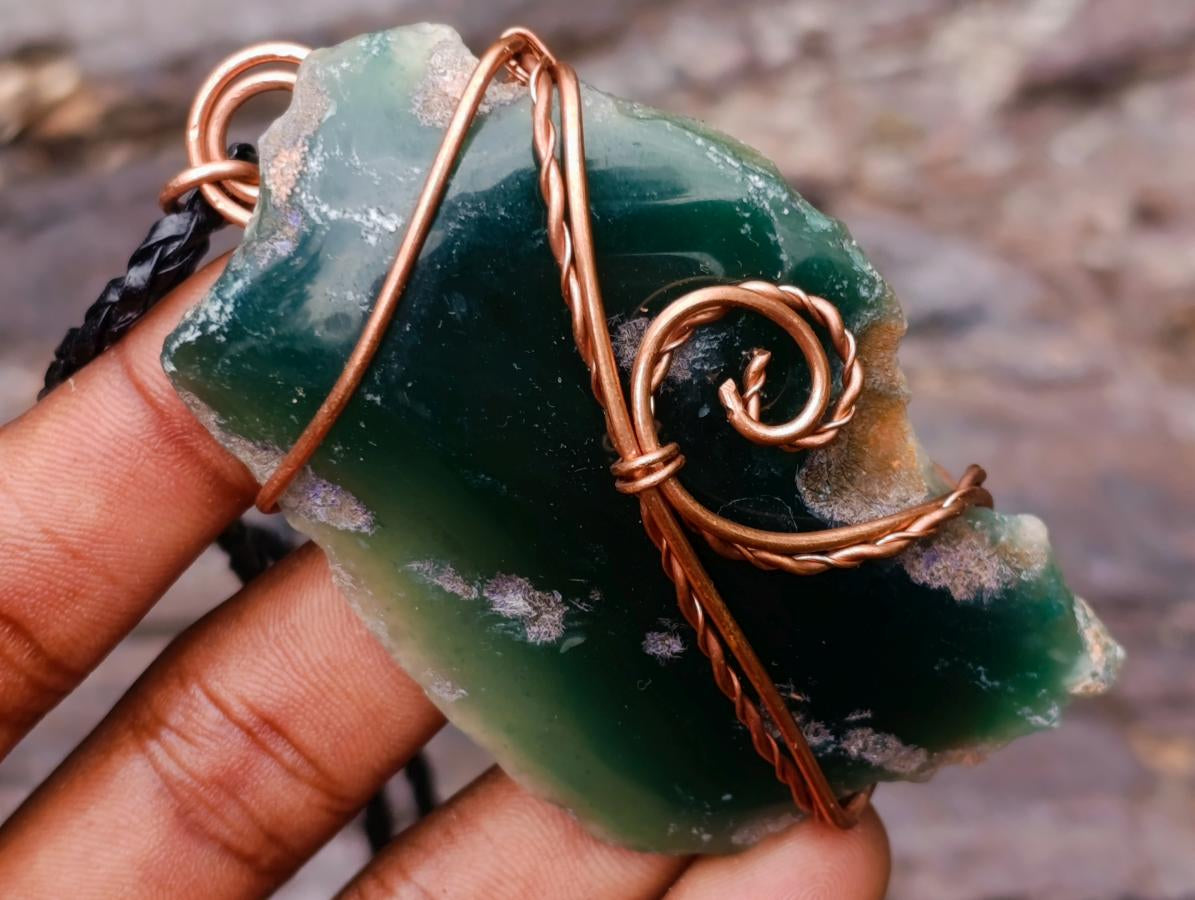 Hand Made Emerald Chrome Mtorolite Chrysoprase Copper Art Necklace - Sold Per Piece - From Zimbabwe