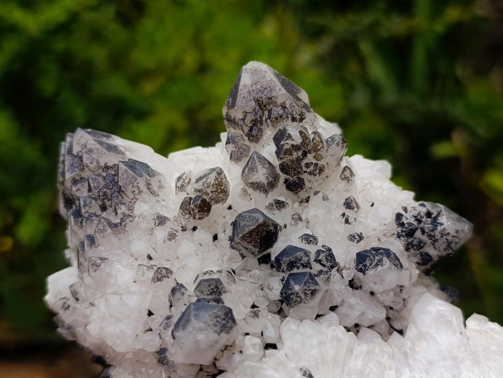 Natural Groovy Spikey Black Tipped Madagascar Candle Quartz Crystal Cluster x 1 From Antsirabe, Madagascar