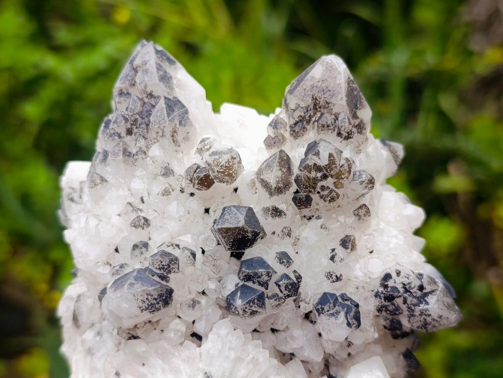 Natural Groovy Spikey Black Tipped Madagascar Candle Quartz Crystal Cluster x 1 From Antsirabe, Madagascar