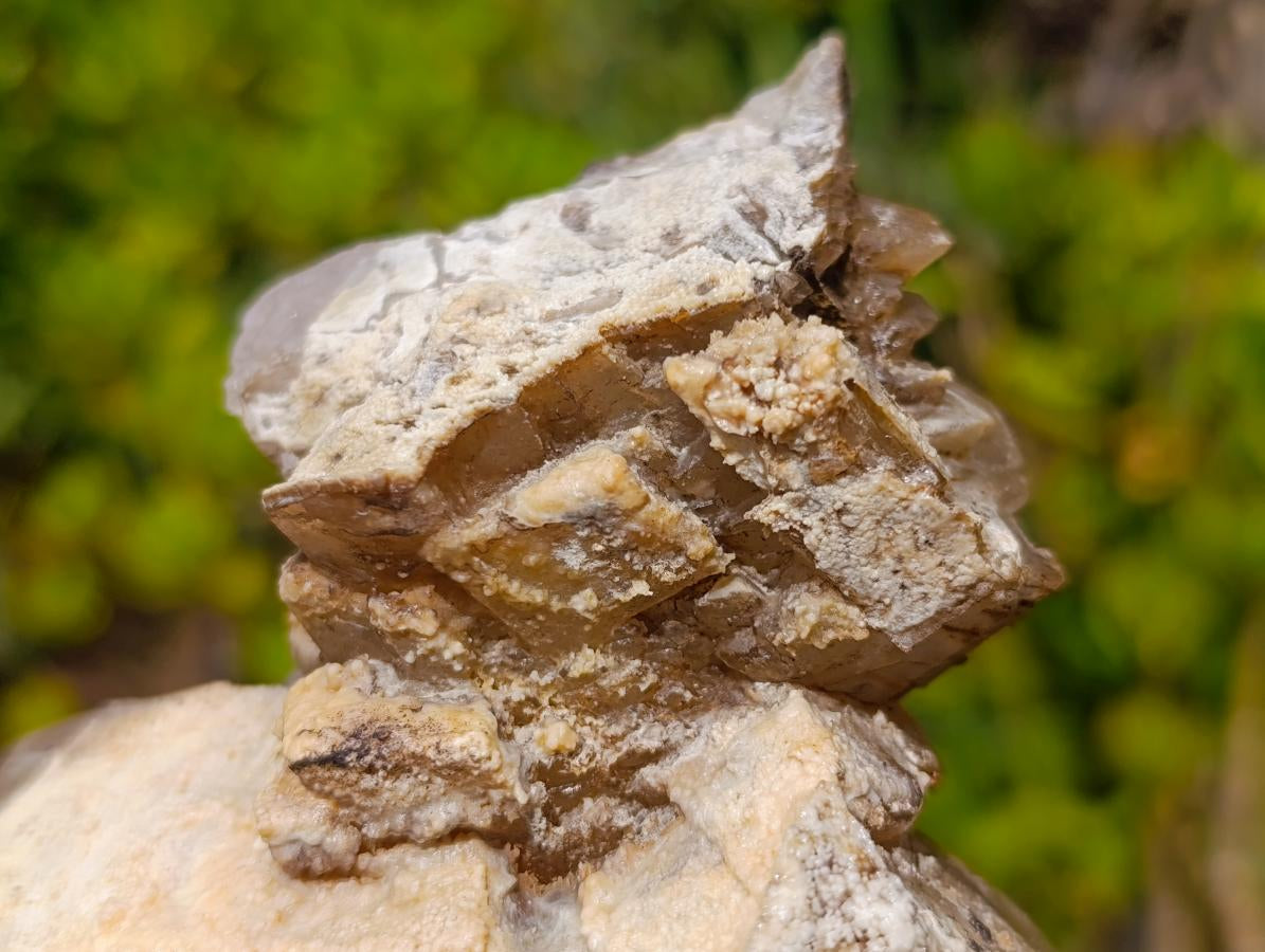 Natural Highly Fluorescent Stacked Lesotho Calcite Rhombohedral Crystal Cluster x 1 From Albert's Mountain, Lesotho