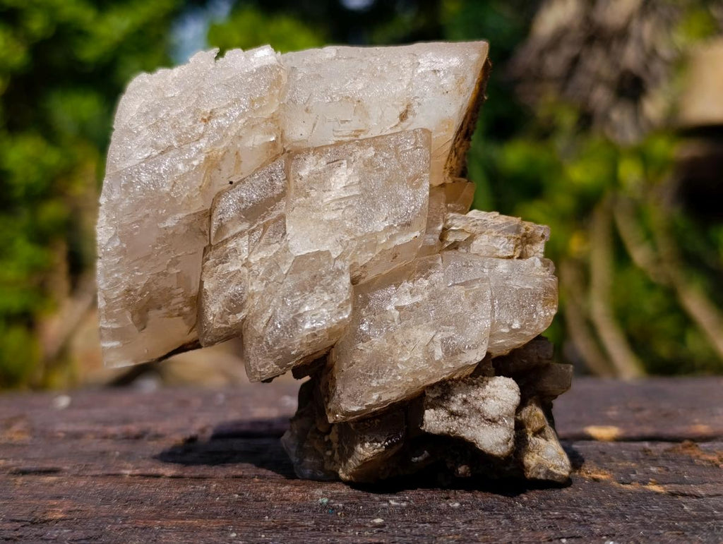 Natural Highly Fluorescent Stacked Lesotho Calcite Rhombohedral Crystal Cluster x 1 From Albert's Mountain, Lesotho