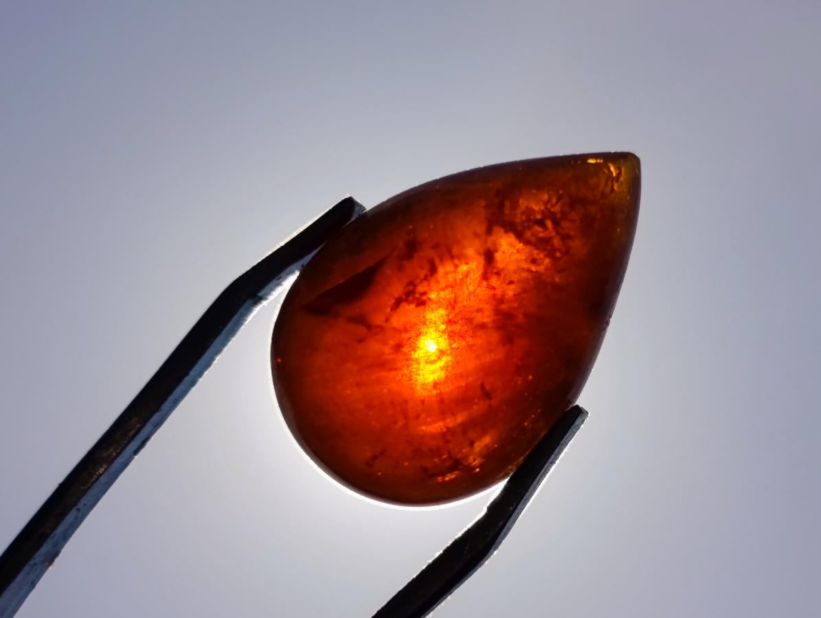 Polished Bright Orange Spessartite Garnet Pear Cut Cabochon x 1 From Sperrgebiet, Namibia