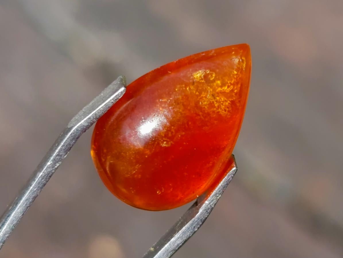 Polished Bright Orange Spessartite Garnet Pear Cut Cabochon x 1 From Sperrgebiet, Namibia