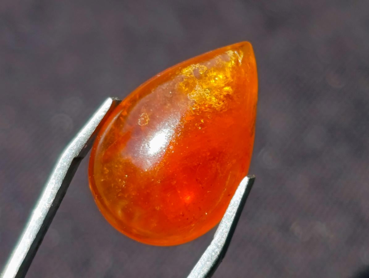 Polished Bright Orange Spessartite Garnet Pear Cut Cabochon x 1 From Sperrgebiet, Namibia