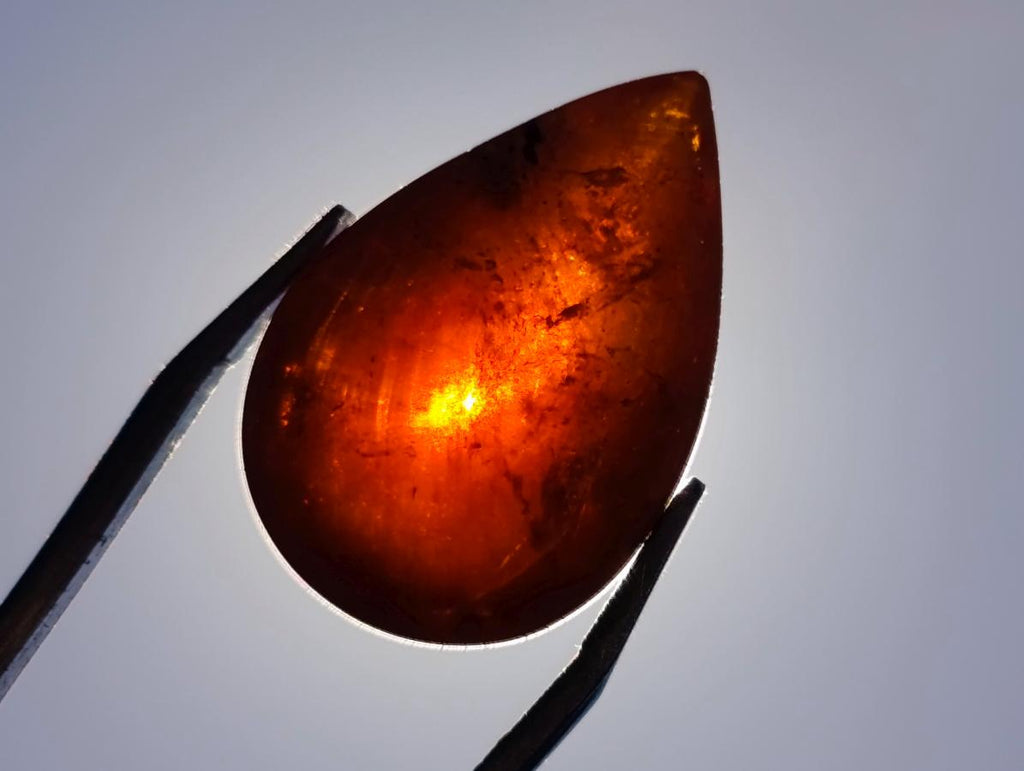 Polished Bright Orange Spessartite Garnet Pear Cut Cabochon x 1 From Sperrgebiet, Namibia