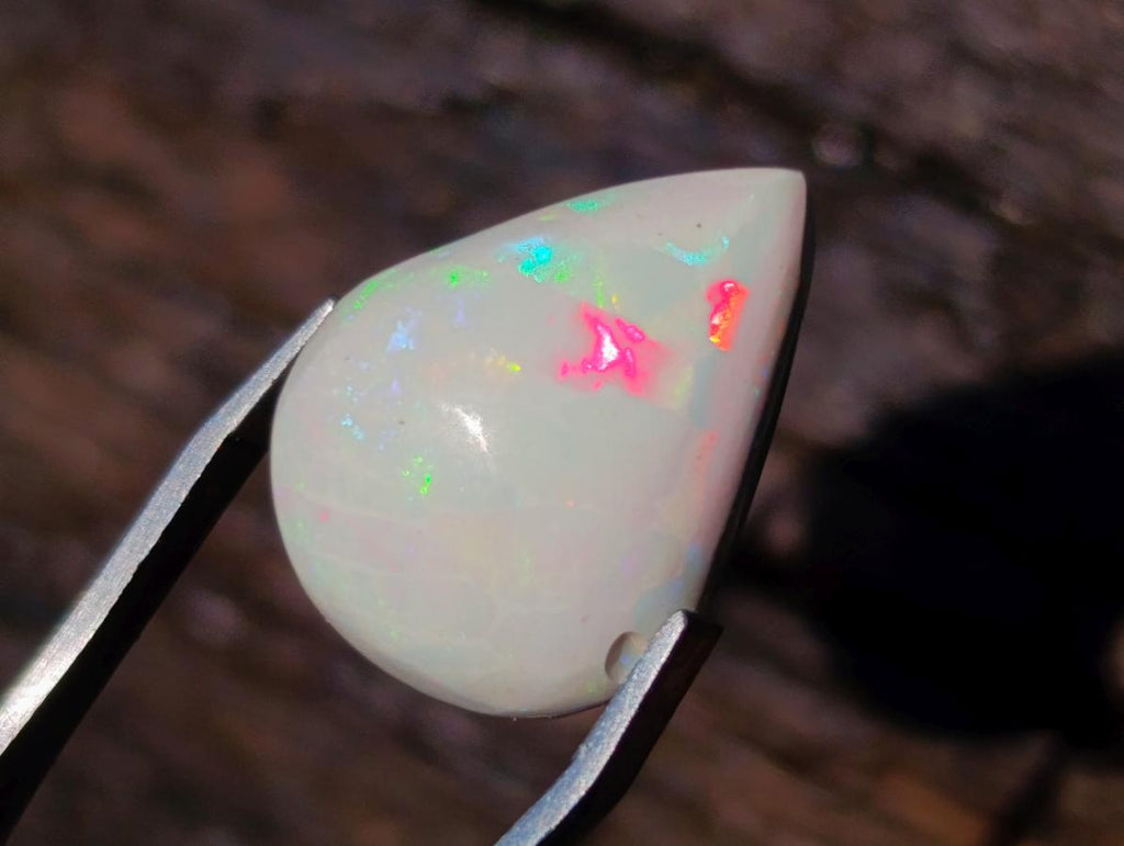 Polished Pear Shaped Hydrophane Opal Cabochon x 1 From Welo, Ethiopia