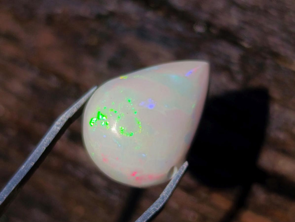 Polished Pear Shaped Hydrophane Opal Cabochon x 1 From Welo, Ethiopia
