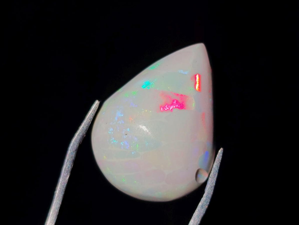 Polished Pear Shaped Hydrophane Opal Cabochon x 1 From Welo, Ethiopia