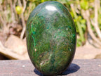 Polished Pair of Chrome Green Verdite Standing Display Piece and Palm Stone x 1 From Zimbabwe
