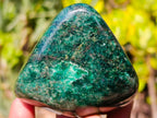 Polished Pair of Chrome Green Verdite Standing Display Piece and Palm Stone x 1 From Zimbabwe