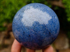 Polished Blue Lazulite Sphere with Wooden Stand x 1 From Madagascar